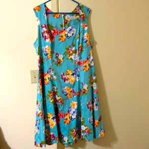 Green Floral Skater Dress 18W